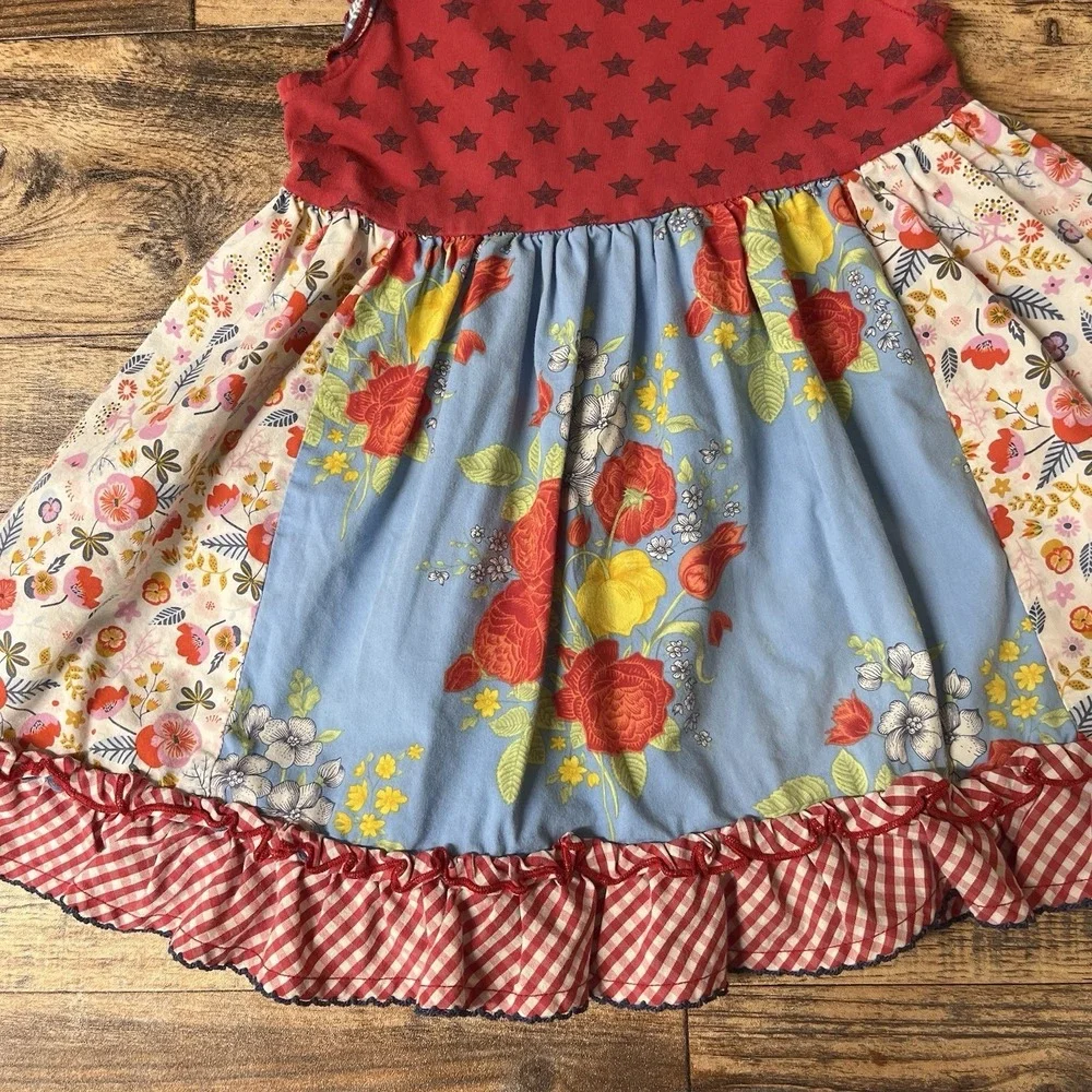 Matilda Jane Patchwork Ruffle Dress Baby Girl 18-24m In the Stars July 4th